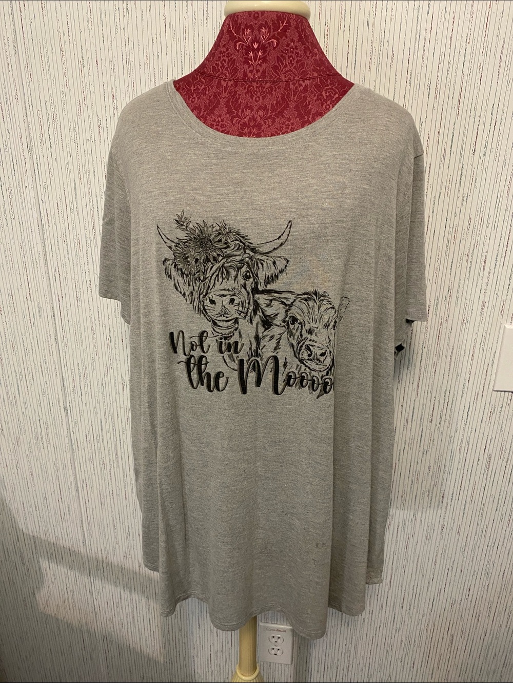 Gray Short-Sleeve Graphic Tee - 'Not in the Moood Size 2X